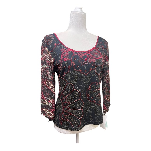 Vampy Boho 90’s Beaded Blouse M - Picture 1 of 6